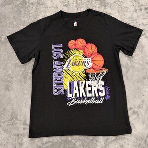 NBA Los Angeles Lakers Youth Kids T-Shirt Black Graphic Tee Size M (10-12)